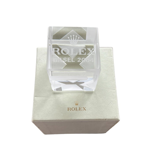 Rolex Rare Baselworld 2004 transparent cube paperweight presse papier New Collector'