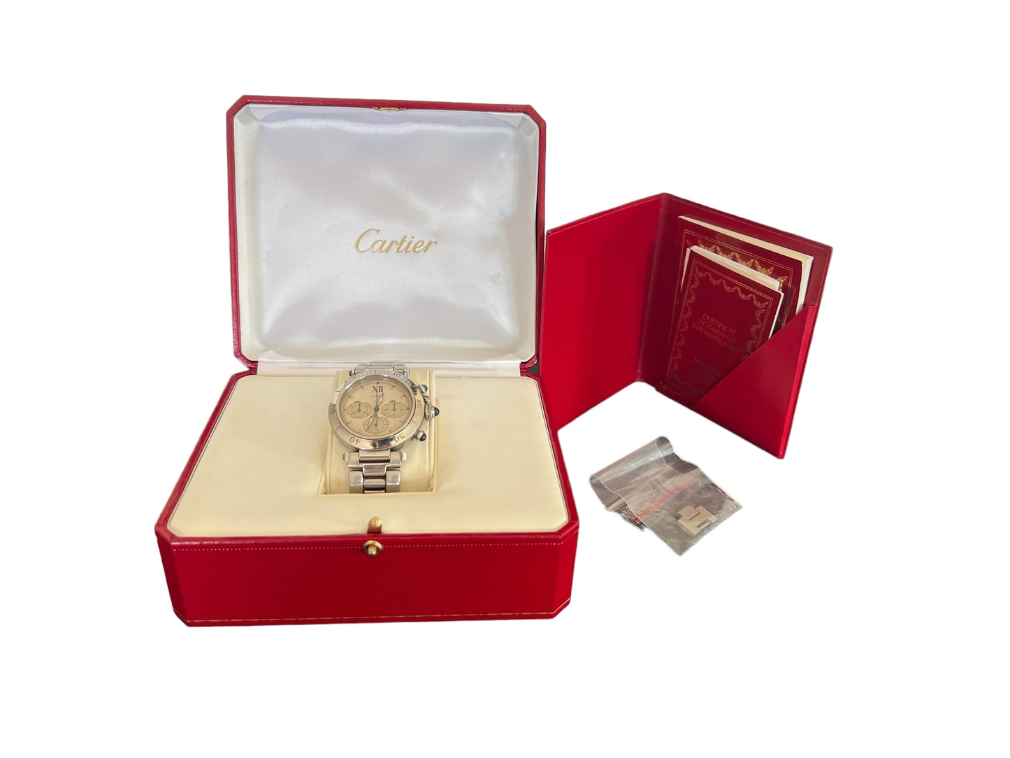 Cartier Pasha Chronograph 38 Ref W3100355, Full Set