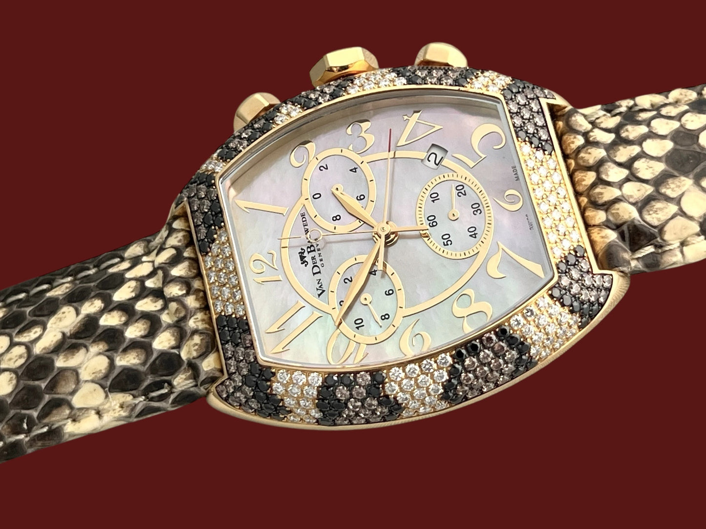 Van der Bauwede Magnum Chronograph Saphirs & White and Black Diamonds NEW