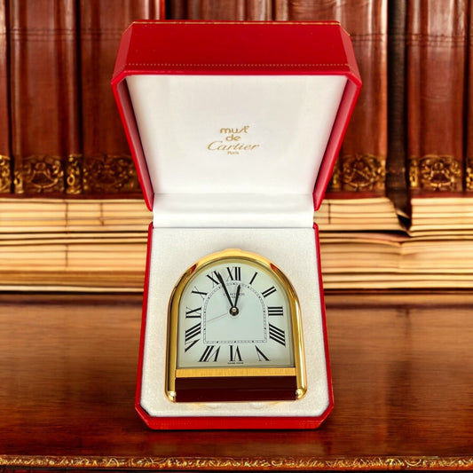 Cartier Alarm Table Clock/ Pendulette in its original Cartier box