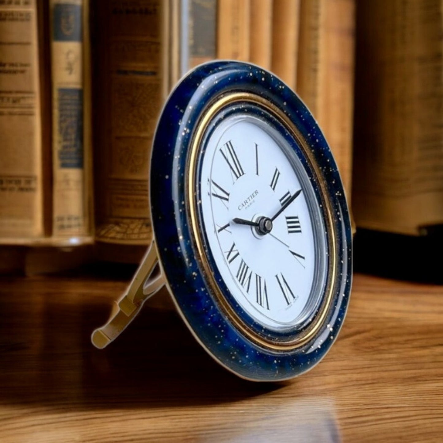 Cartier Alarm Table Clock/ Pendulette Blue 1980s