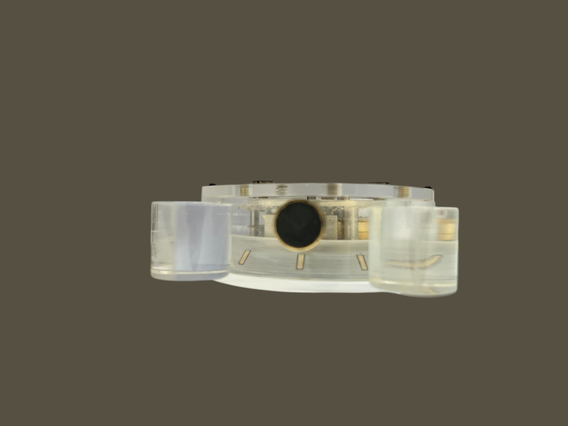 Jaeger Vintage atypical round manual wind desk clock