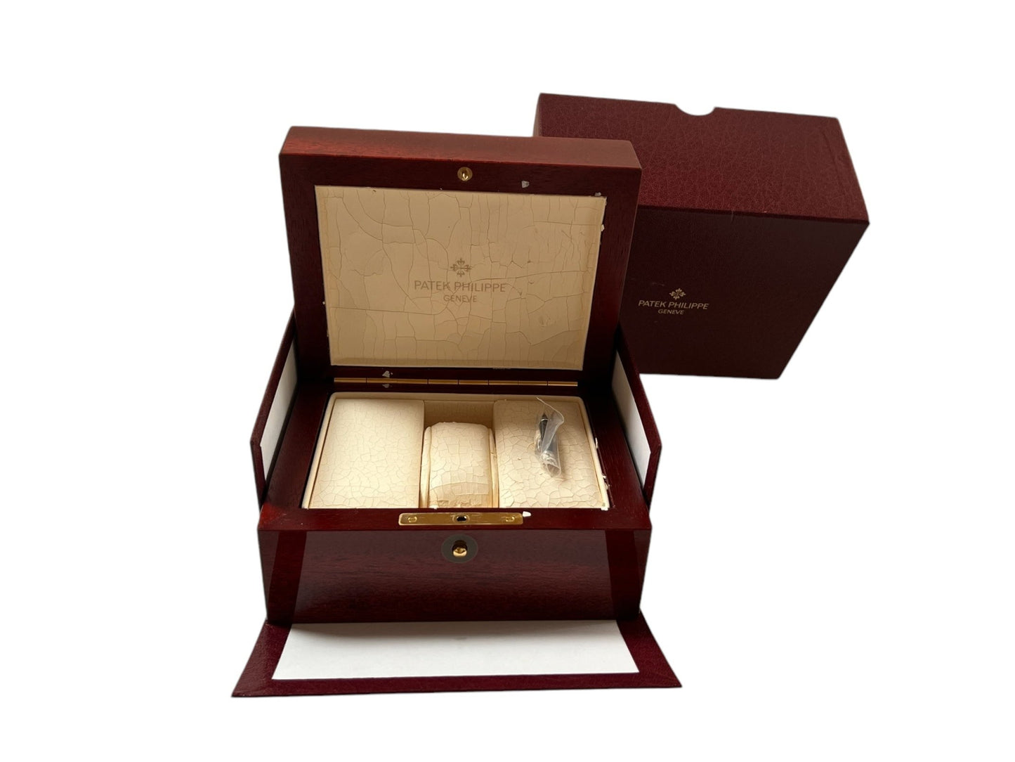 Patek Philippe Very Rare Vintage Grande Complication.Padellone’ 3448 wooden Box boîte / scatola / uhrenbox & 18k Gold Pin