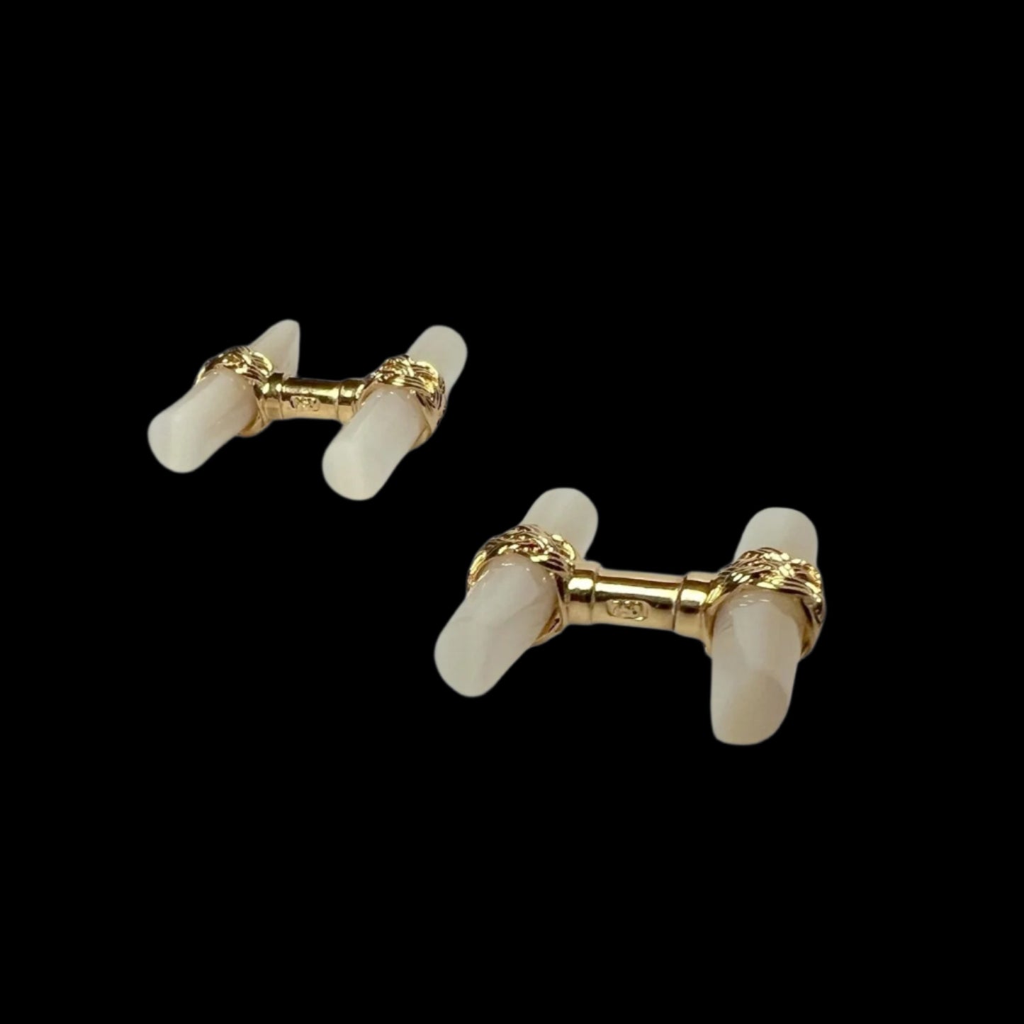 Fine Mother of pearl 18K Gold Cufflinks / Boutons manchettes /Manschettenknöpfe