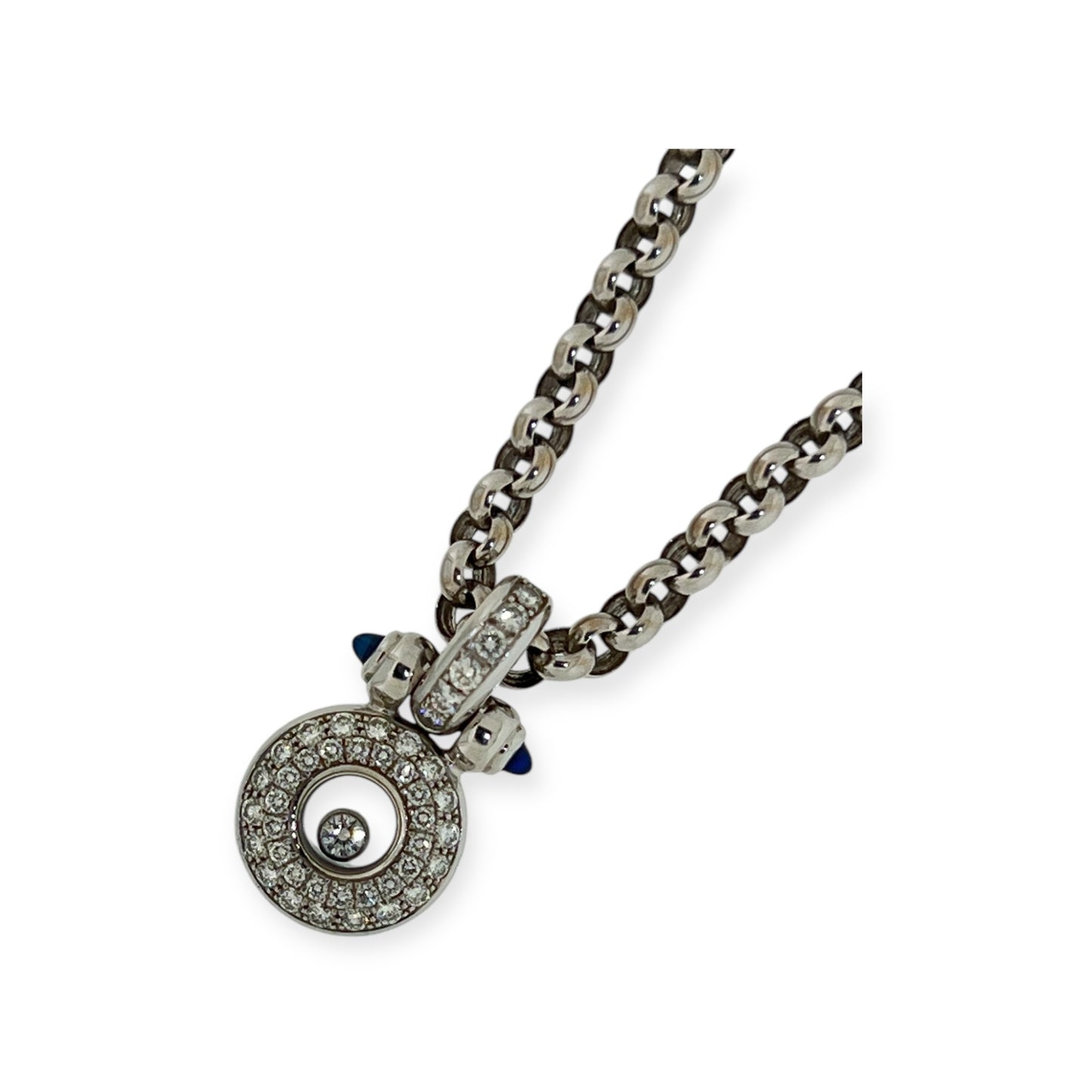 Chopard 18k White Gold Necklace with Happy Diamond Pendent & Attestation