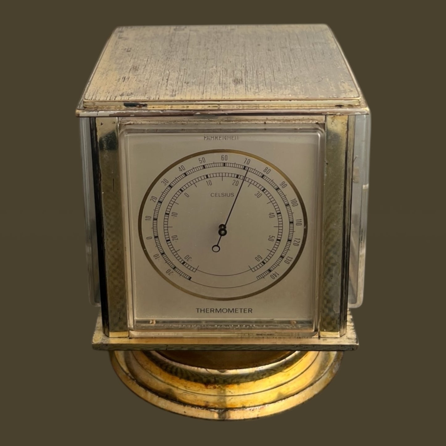 Angelus Switzerland Barometer Desk Clock Horloge Tischuhr with Four Sided Rotating square case