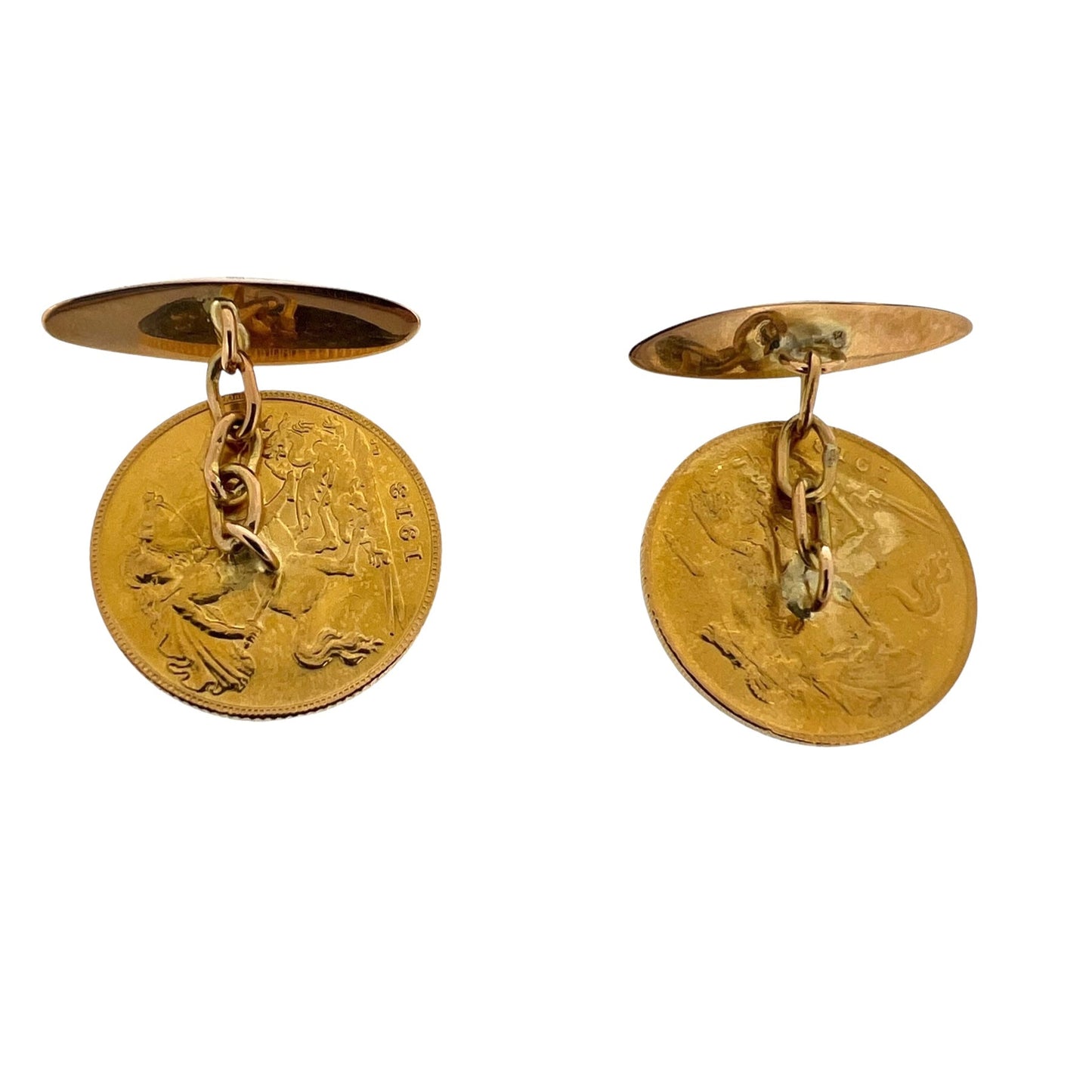 Fine 24K Gold 1913 French Empire Coin Cufflinks / Boutons manchettes /Manschettenknöpfe Rare