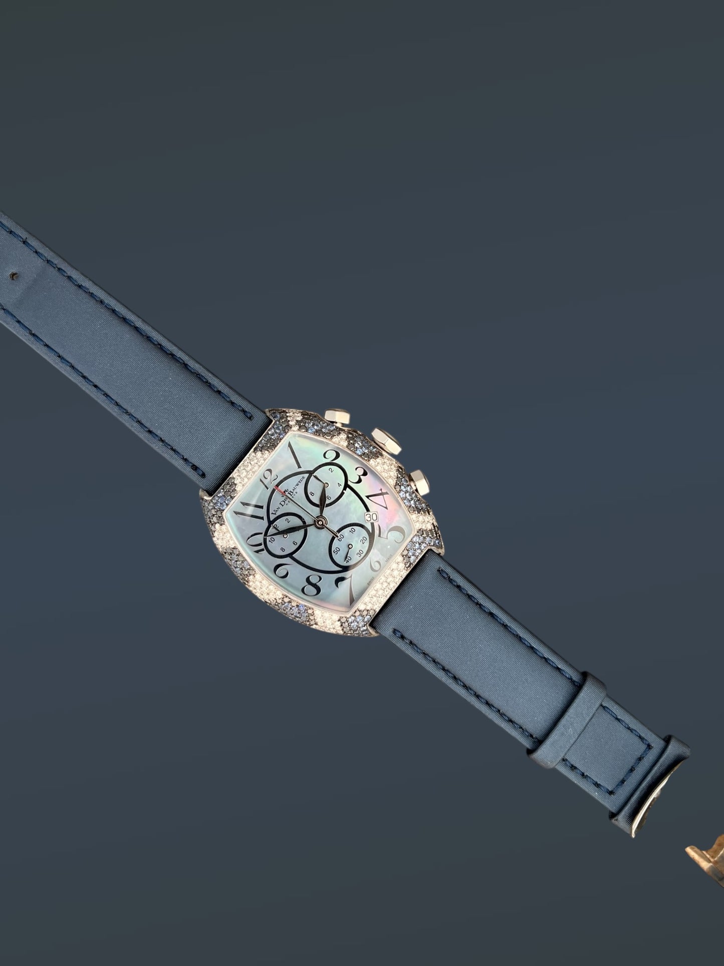 Van der Bauwede Magnum Chronograph Blue Saphirs & White and Black  Diamonds NEW