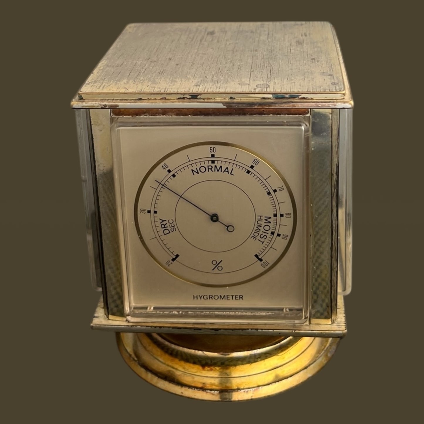 Angelus Switzerland Barometer Desk Clock Horloge Tischuhr with Four Sided Rotating square case