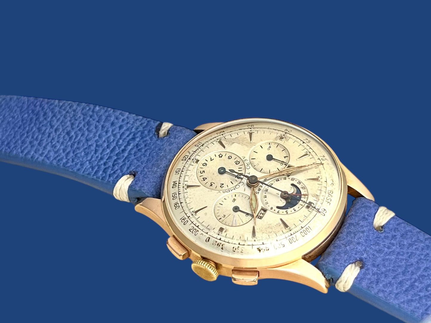 Universal Genève Compax 18k Rose Gold Tricompax Chronograph Moonphase Calendar 12266 38 mm