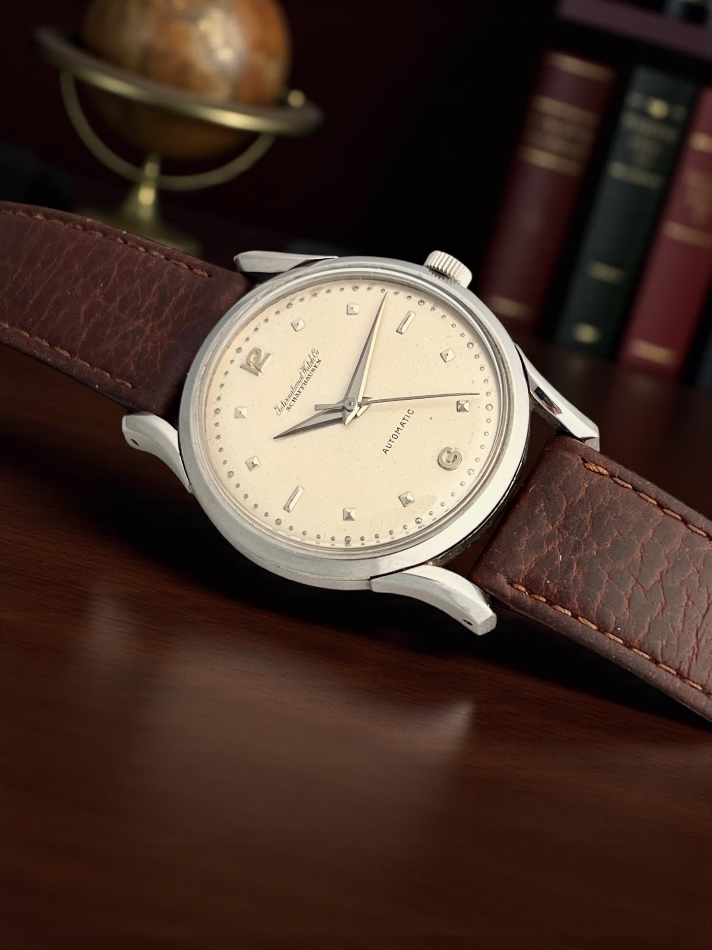 IWC Vintage Twisted Fancy Lugs, Rare Relief Pyramids Markers