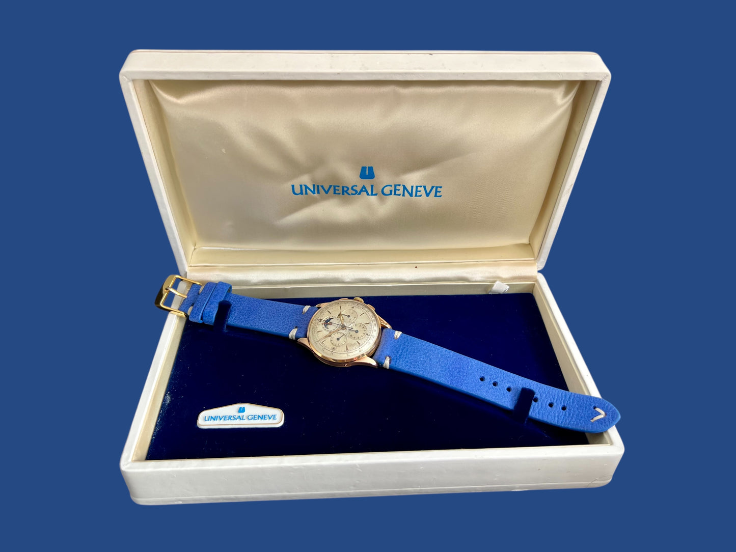 Universal Genève Compax 18k Rose Gold Tricompax Chronograph Moonphase Calendar 12266 38 mm