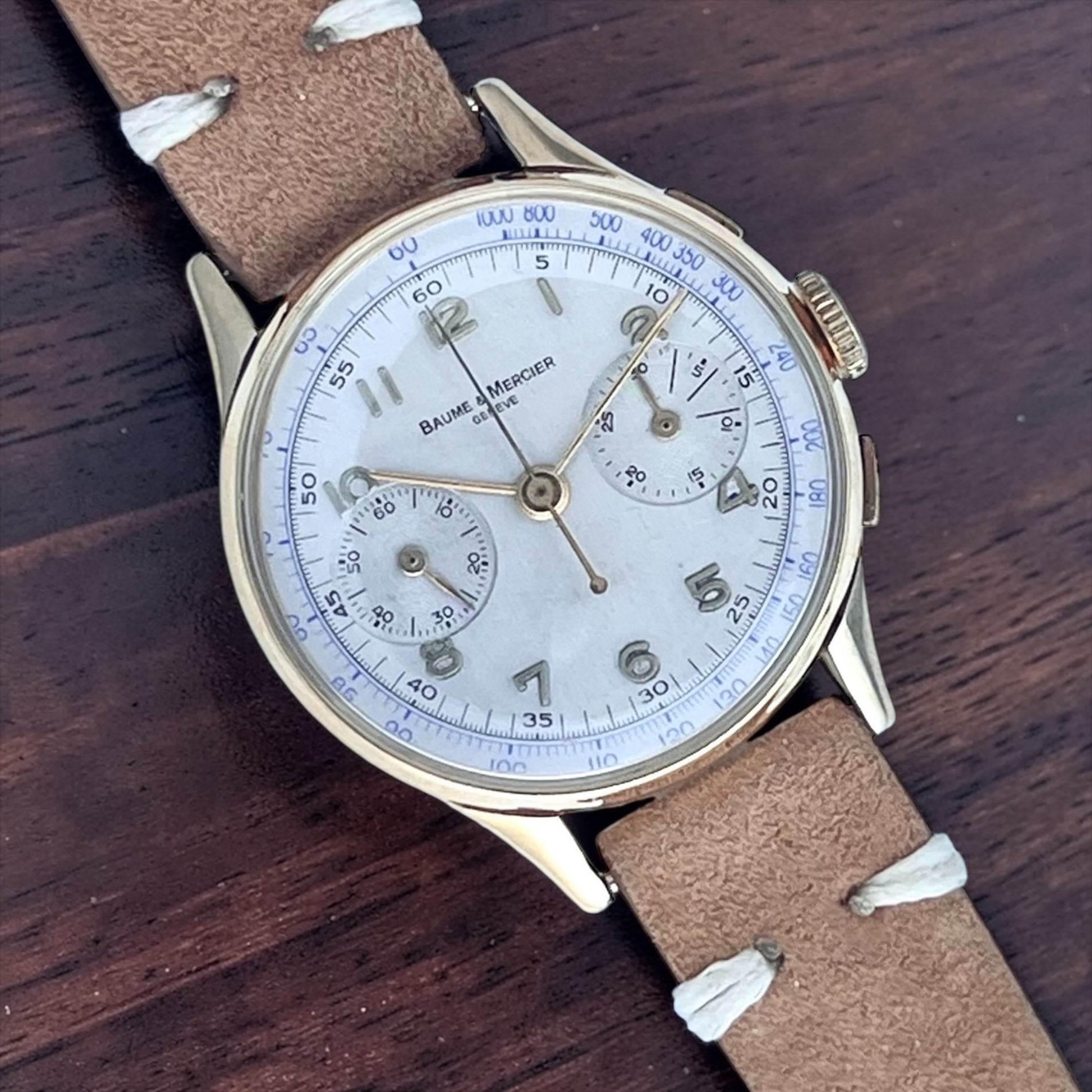 Baume & Mercier Genève 18k Gold Chronograph Vintage Watch