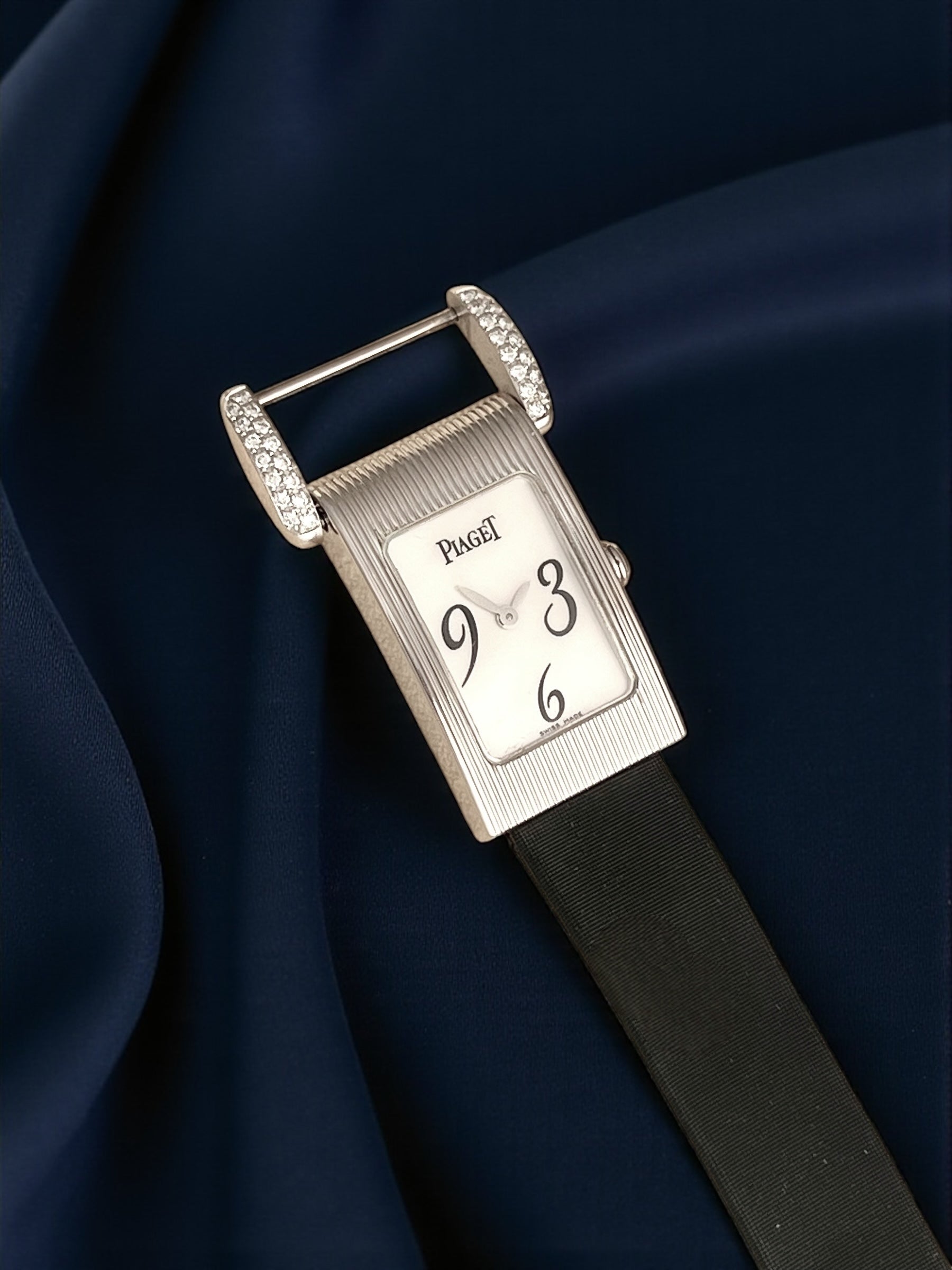 Piaget Miss Protocol 18k White Gold large case with diamonds setting