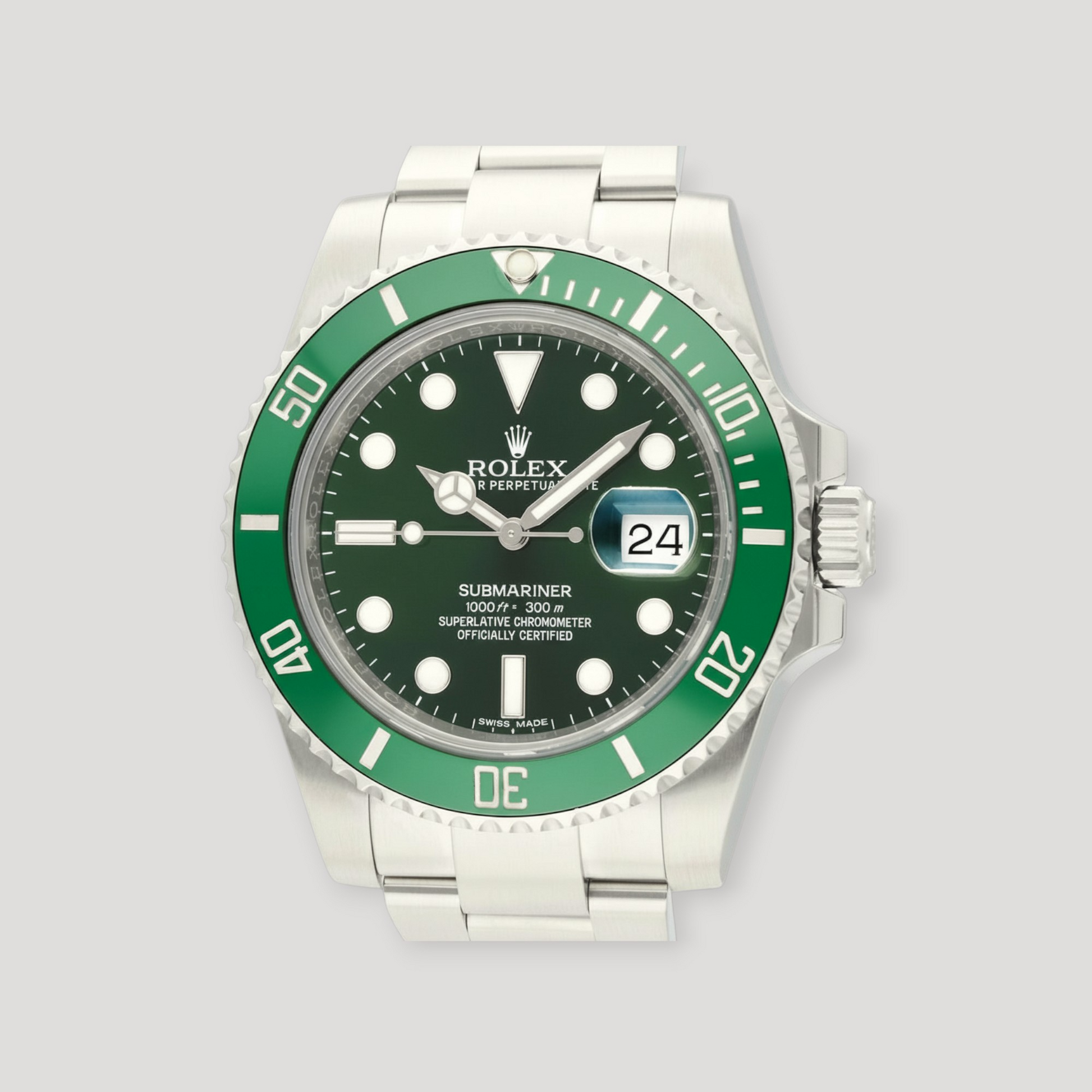 ROLEX Submariner Date Reference 116610LV 'Hulk' NEW Full Set, luxury swiss watches geneva Switzerland 24Time, Chrono24, Jams Edition, ArabicBezel, Dubai Chrono