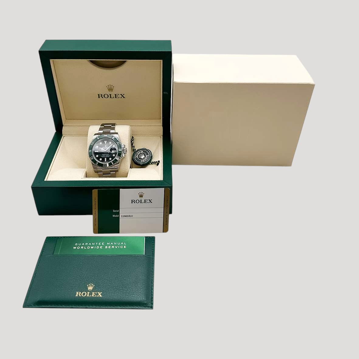 ROLEX Submariner Date Reference 116610LV 'Hulk' NEW Full Set, luxury swiss watches geneva Switzerland 24Time