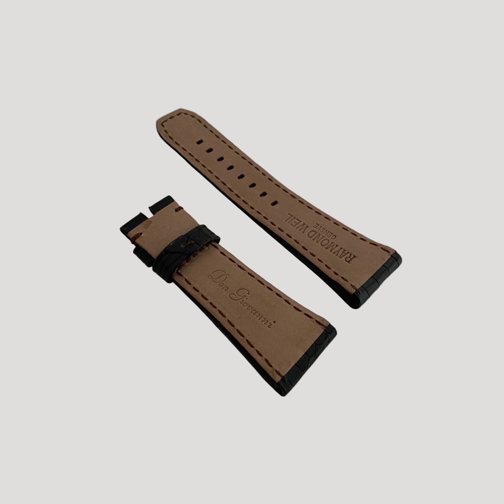Raymond Weil New Black Croco Leather Bracelet/Band/Strap 28 mm