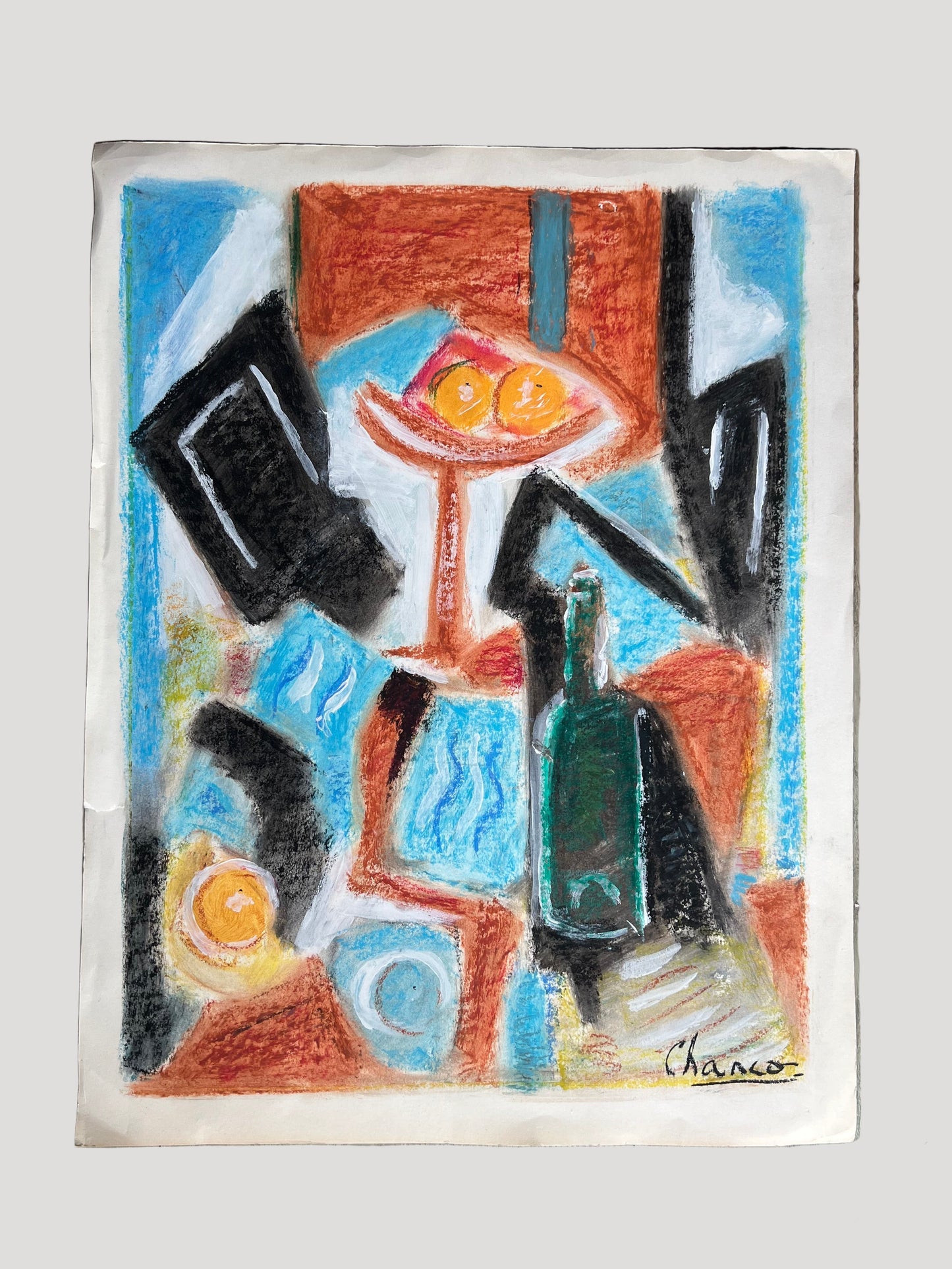 Roland CHANCO (1914-2017), Cubist Pastel and gouache drawing, signed lower right, titled and dated