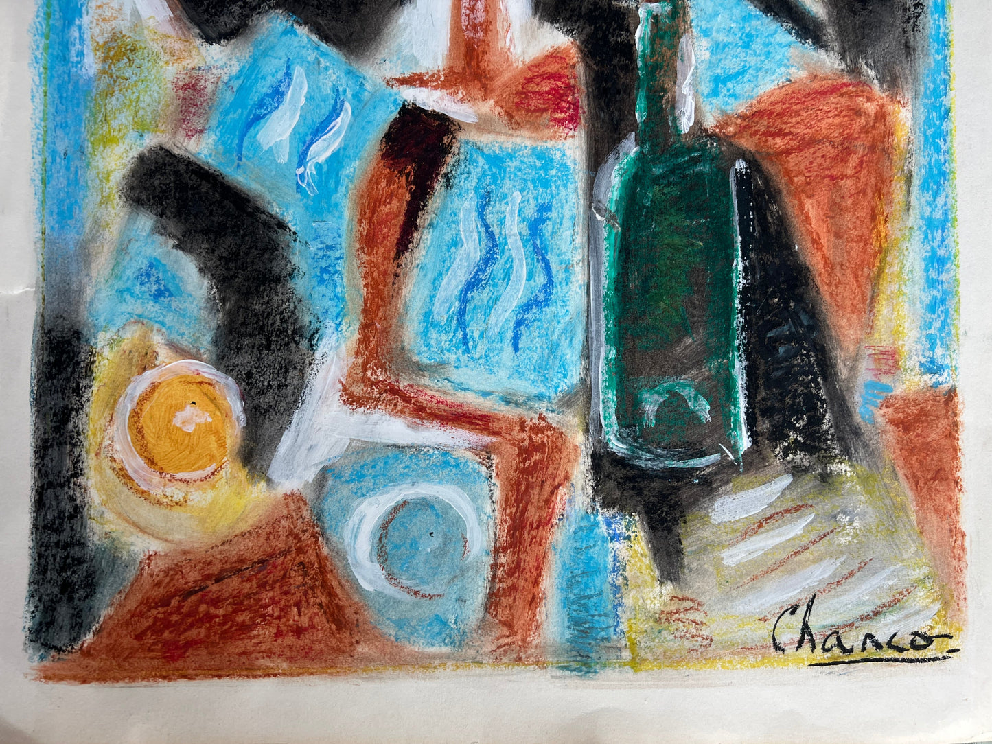Roland CHANCO (1914-2017), Cubist Pastel and gouache drawing, signed lower right, titled and dated