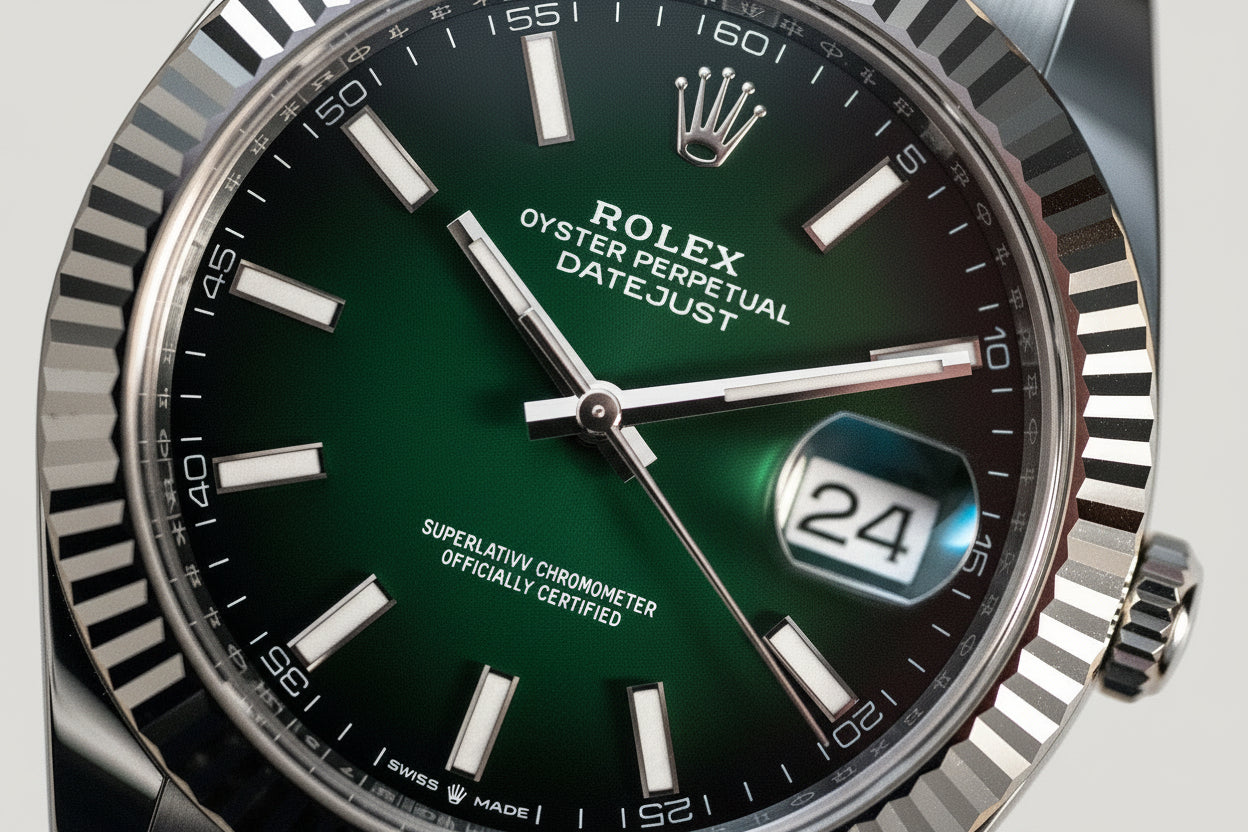Rolex Datejust 41 Oystersteel & White Gold 126334 Green Ombré Dial NEW Full Set
