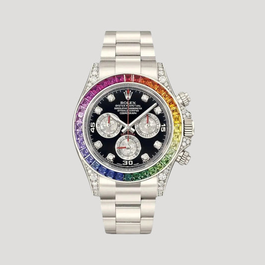 Rolex Cosmograph Daytona “Rainbow” Ref. 116595RBOW, Chrono24, 24 Time, Rolex Daytona Platinum, Rolex Rainbow, Rolex Rainbow Daytona White Gold, Rolex Rainbow Daytona price, Rolex Rainbow Daytona for sale, Rolex Rainbow Daytona review