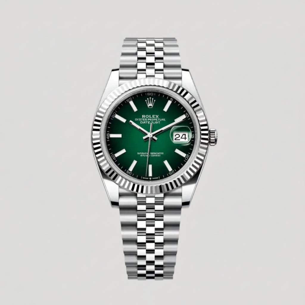 Rolex Datejust 41 Oystersteel & White Gold 126334 Green Ombré Dial NEW Full Set