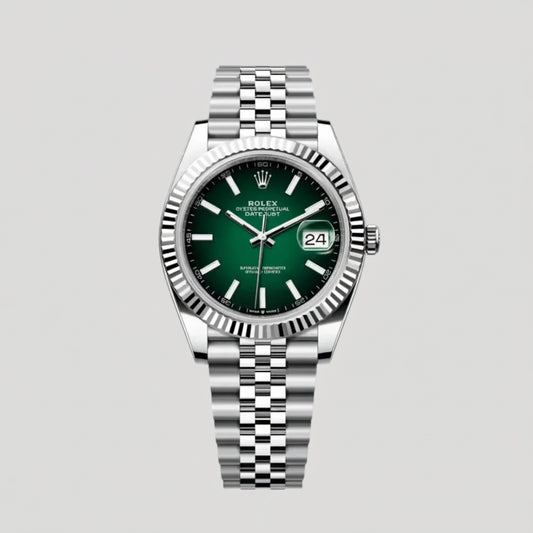 Rolex Datejust 41 Oystersteel & White Gold 126334 Green Ombré Dial NEW Full Set