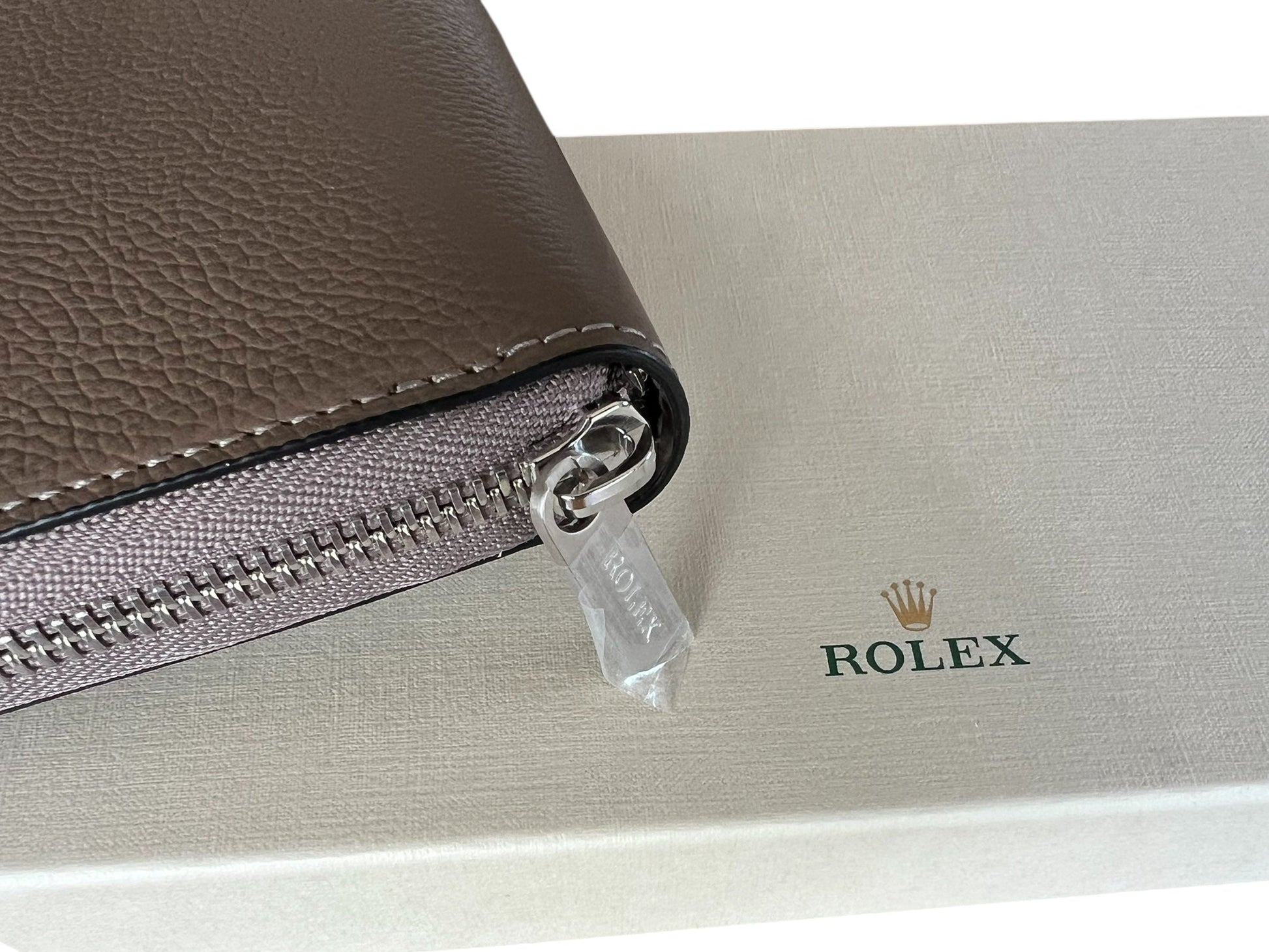 Rolex New Fine Grey Leather Wallet 
