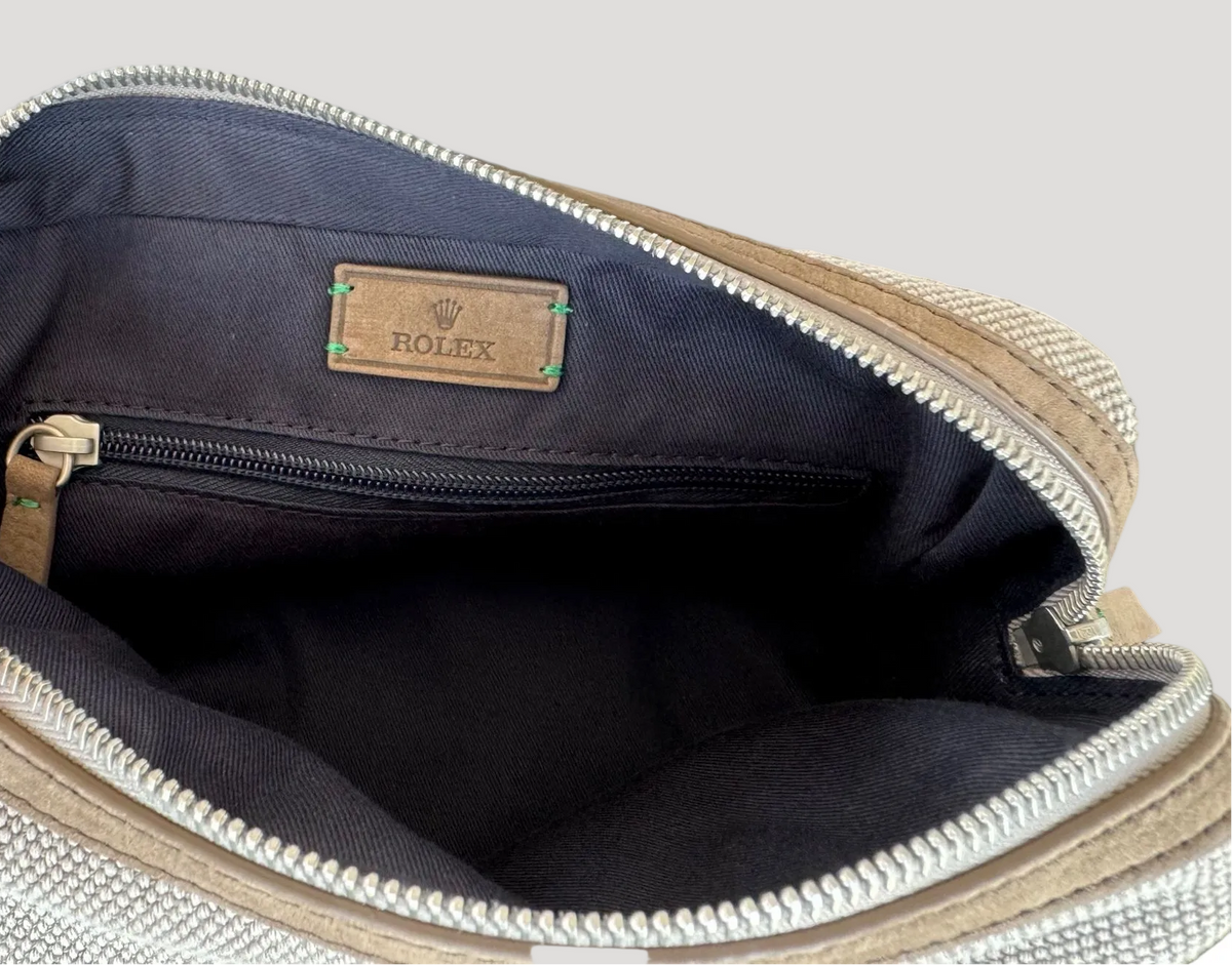 Rolex New Rare Light Brown Pochette/ Trousse de voyage / Travel Toiletry Pouch Bag
