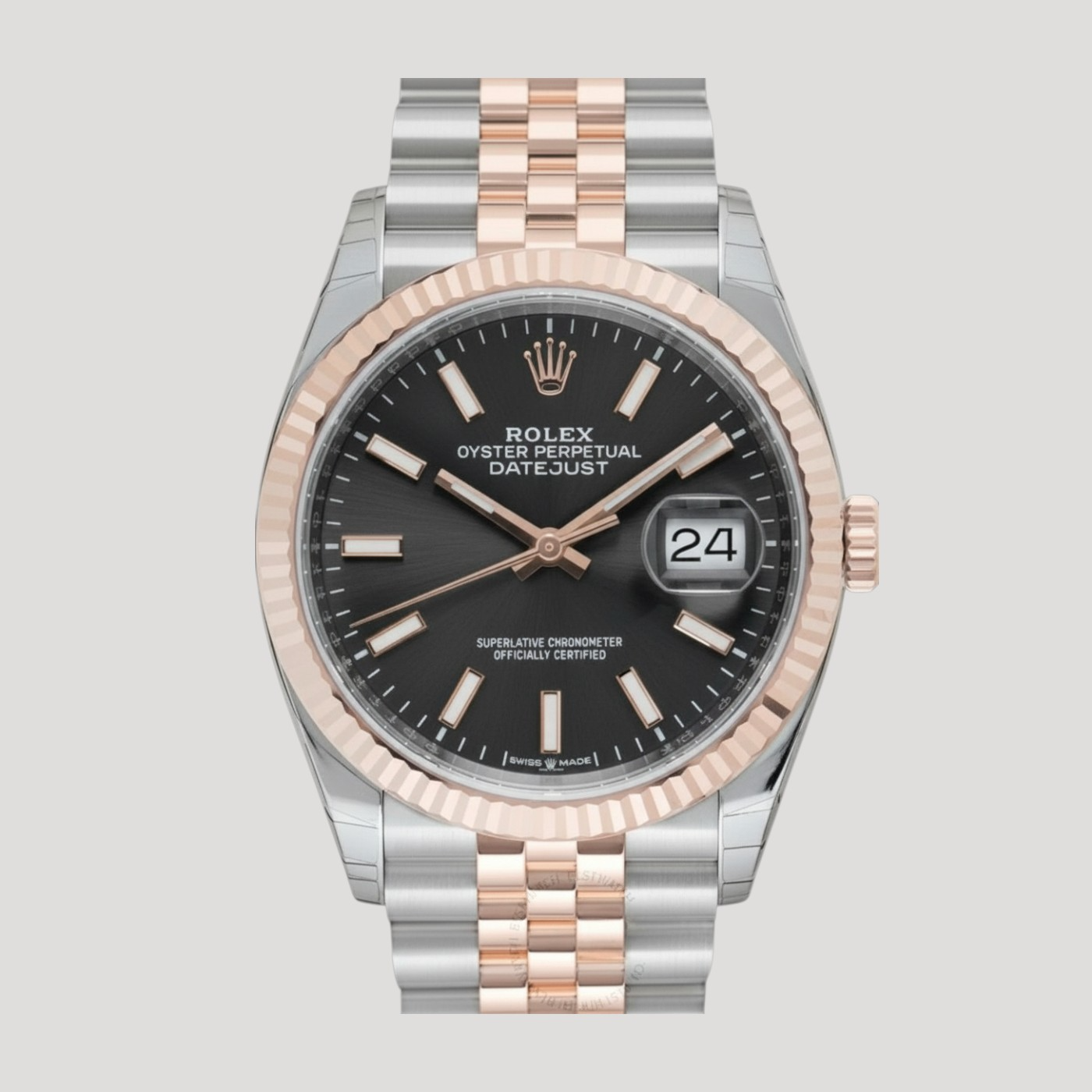 Rolex Oyster Perpetual Datejust Rose Gold 36 Dark Rhodium Dial 126231 NEW Full Set