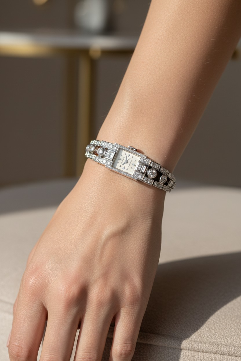 Rolex Precision Platinum & Diamonds lady’s jewellery wristwatch ca 1950' Rare Collector