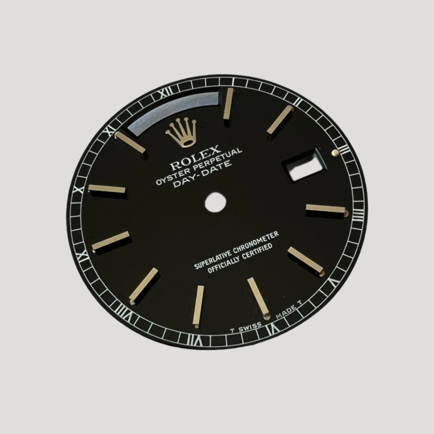 Rolex Rare T SWISS T BEYELER  Oyster Perpetual Day-date Black Dial Cadran Zifferblatt