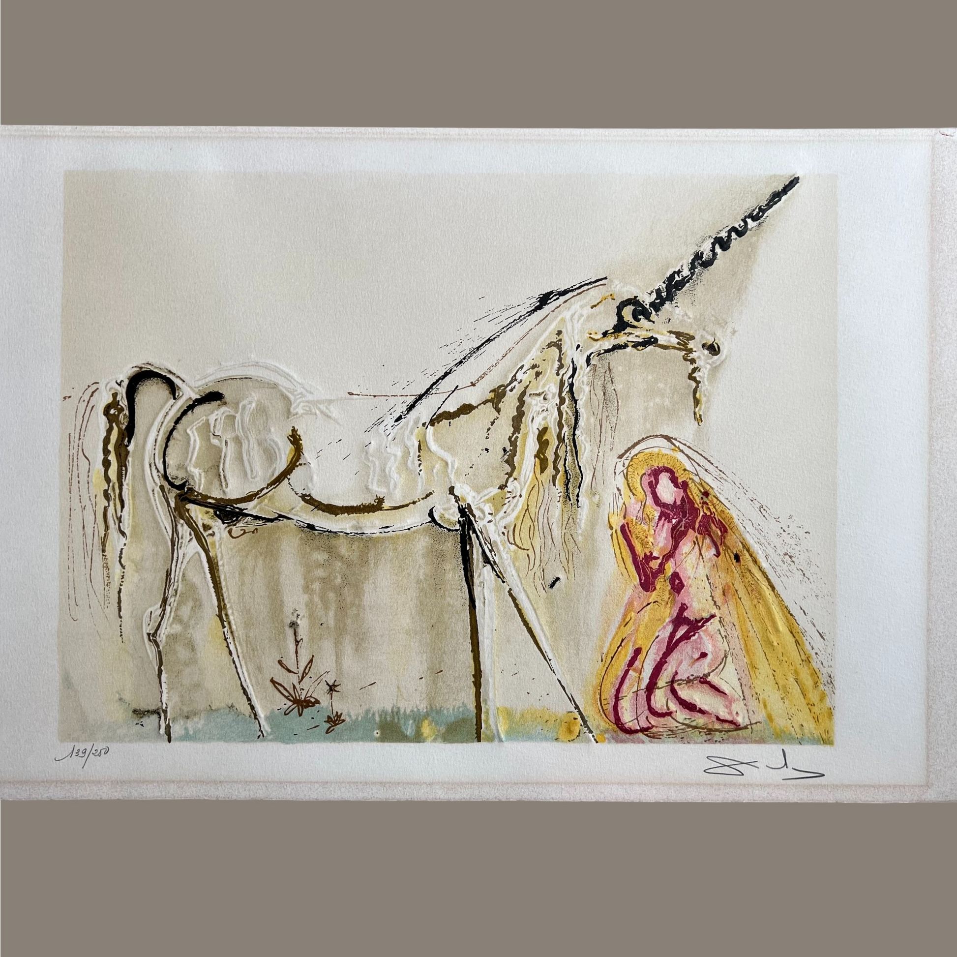 Salvador Dali (1904-1989),after Unicorn Lithograph, signed, art, lifestyle, collector, home decoration, elite, luxury, gift