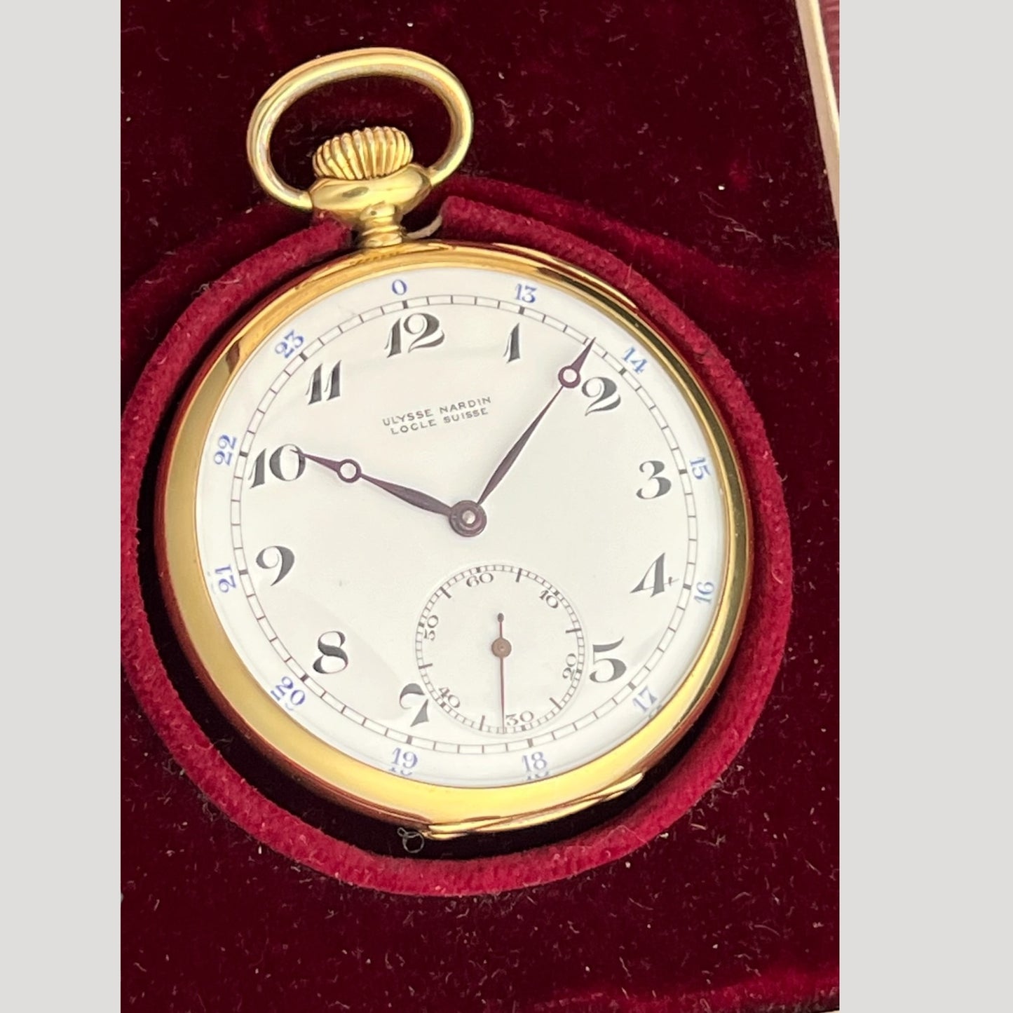 Ulysse Nardin 18k Gold Open Face Pocket Watch Full Set