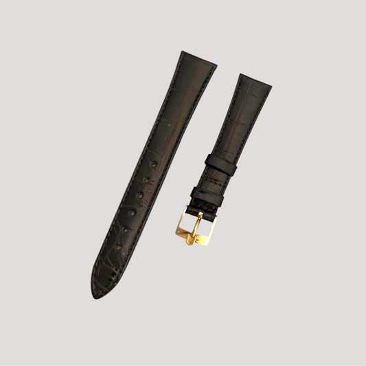 Universal Genève New Brown Croco Leather Bracelet/Band/Strap 18 mm with gold plated buckle