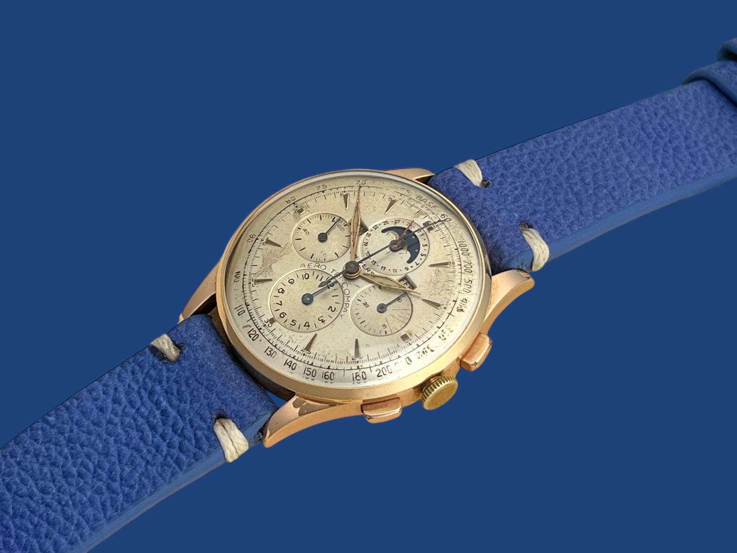 Universal Genève Compax 18k Rose Gold Tricompax Chronograph Moonphase Calendar 12266 38 mm