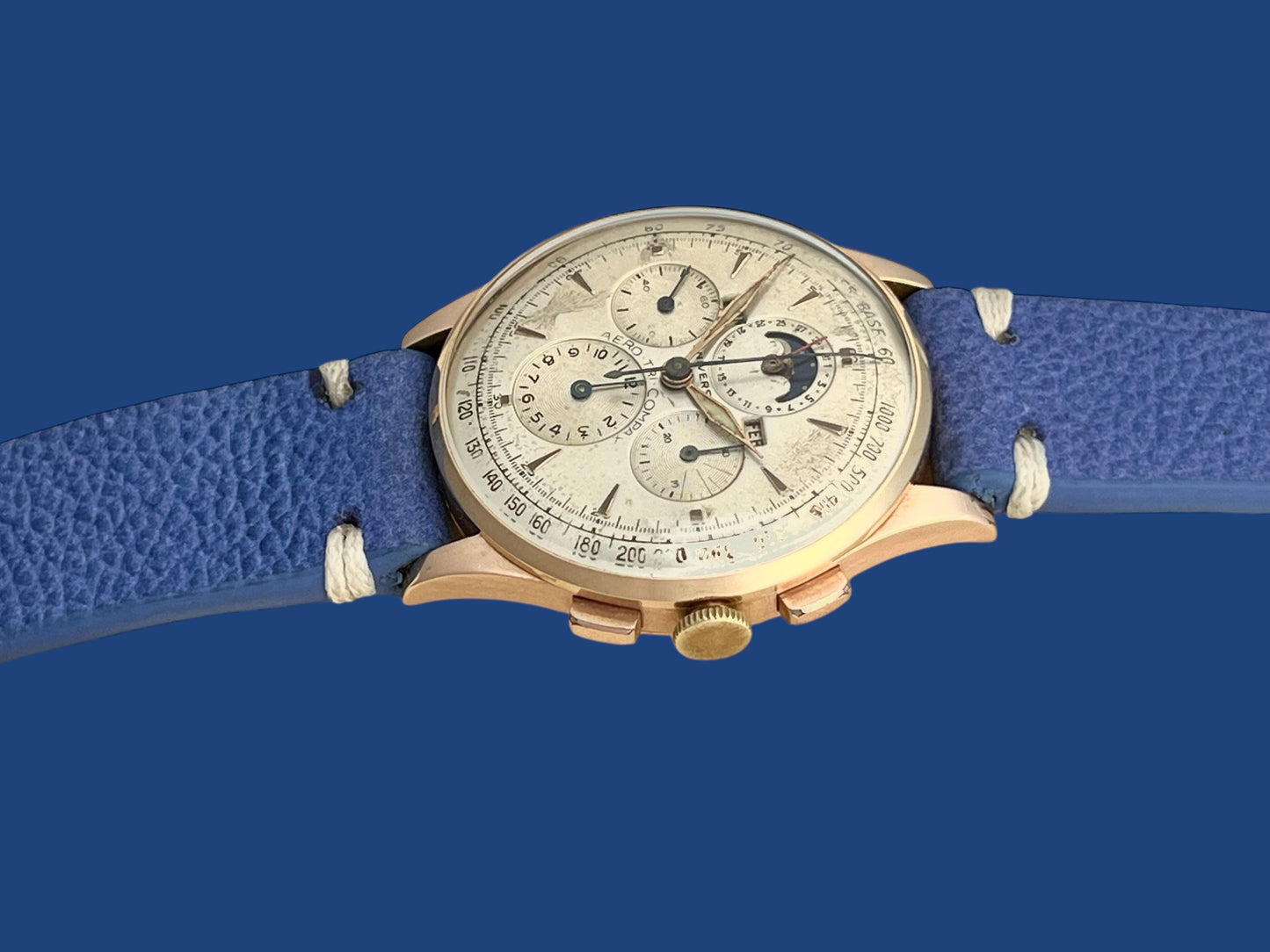 Universal Genève Compax 18k Rose Gold Tricompax Chronograph Moonphase Calendar 12266 38 mm