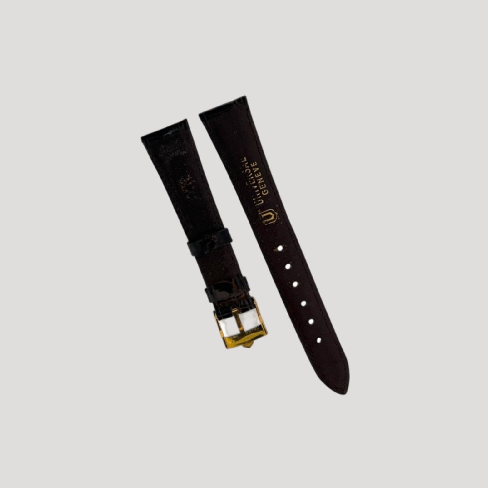 Universal Genève New Brown Croco Leather Bracelet/Band/Strap 18 mm with gold plated buckle