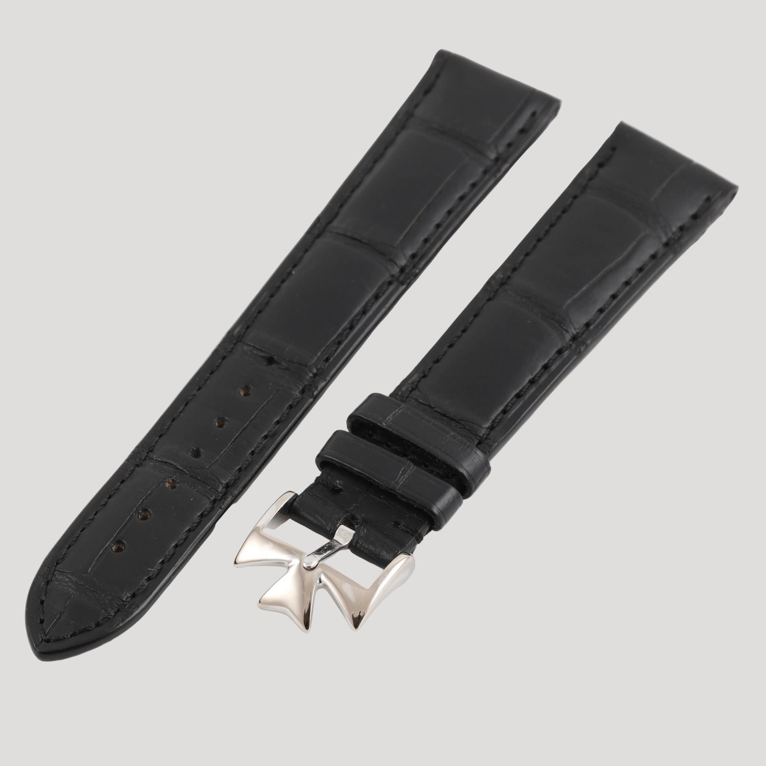 Vacheron Constantin Black Croco Leather Bracelet/Band/Strap with 18k White Gold Maltese Cross  Buckle Boucle