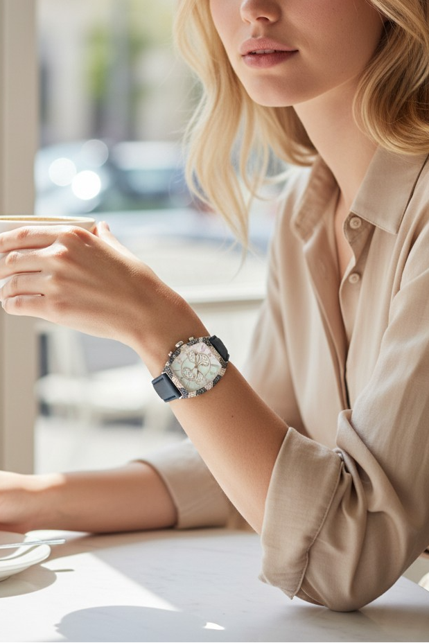 Van Der Bauwede Magnum Commander Chronograph Blue Saphirs &amp; White and Black Diamonds NEW