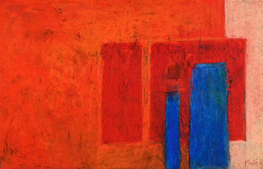 Walter Mafli (1915–2017), Painting 2016, oil pastel on cardboard mounted on panel, signed and dated