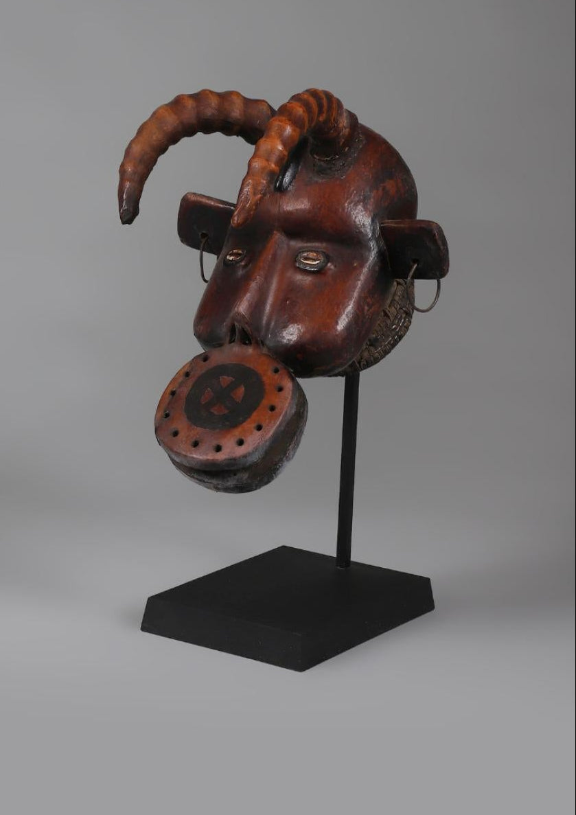 Wood Mask with a wide circular lip plate and two horns- Ékoi, Cross River region, Nigeria, second half of the 20th century (Copy)