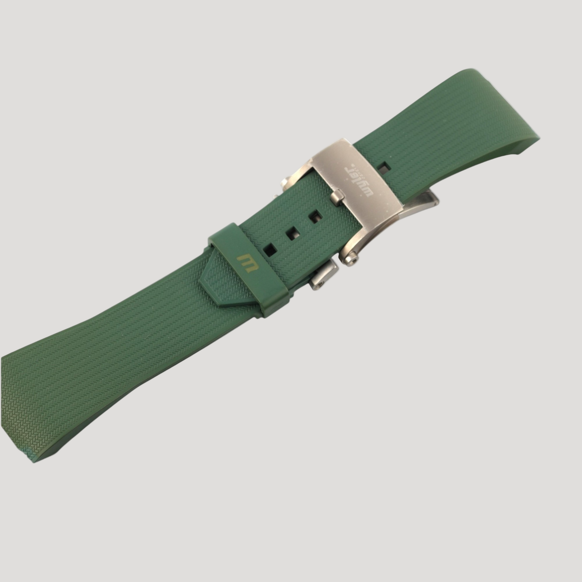 Wyler New Green Rubber Bracelet/Band/Strap with folding clasp buckle
