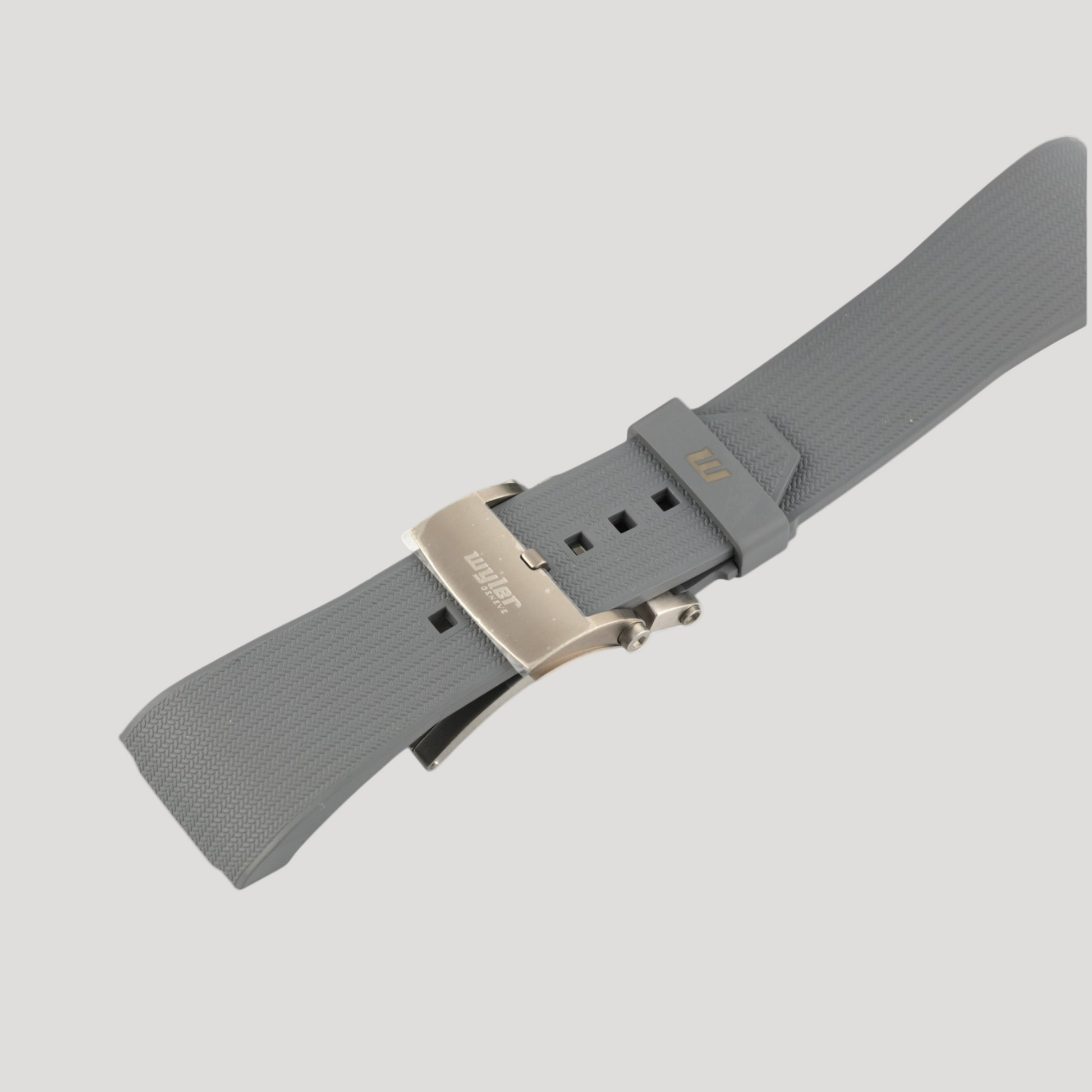 Wyler New Grey Rubber Bracelet/Band/Strap with folding clasp buckle