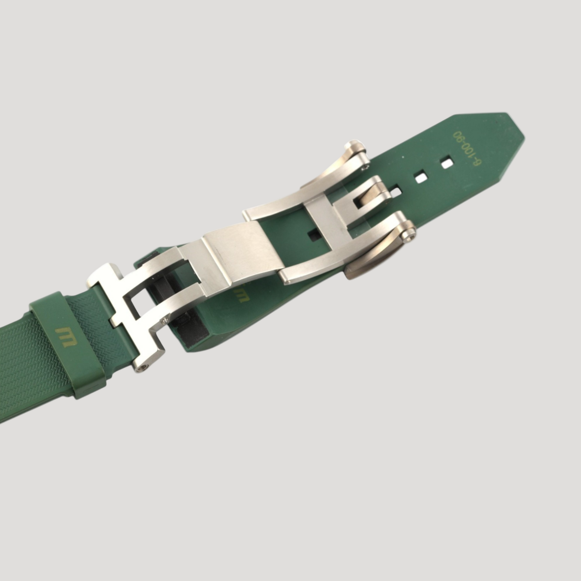 Wyler New Green Rubber Bracelet/Band/Strap with folding clasp buckle