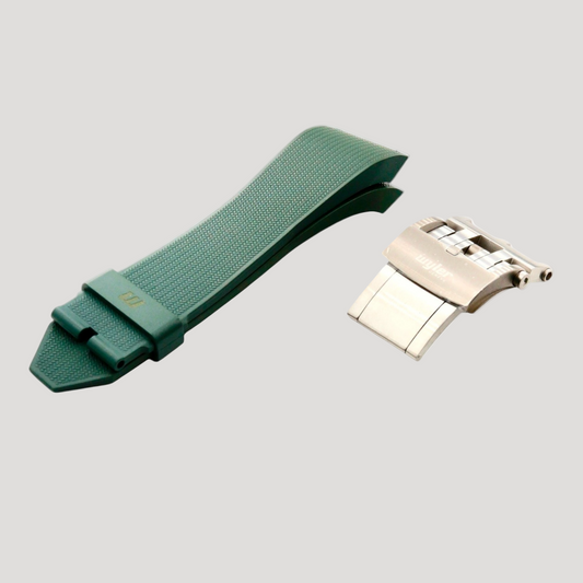 Wyler New Green Rubber Bracelet/Band/Strap with folding clasp buckle