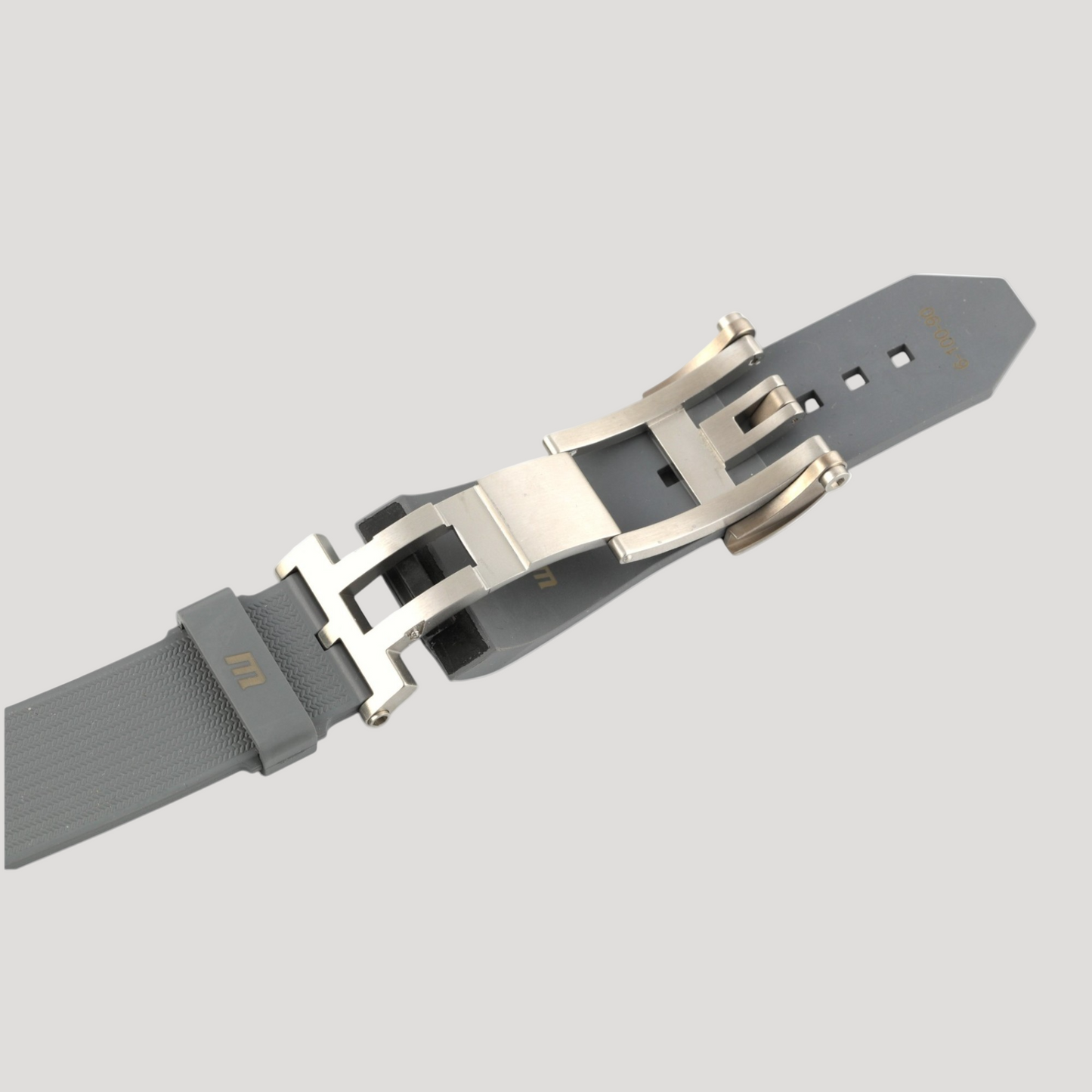 Wyler New Grey Rubber Bracelet/Band/Strap with folding clasp buckle