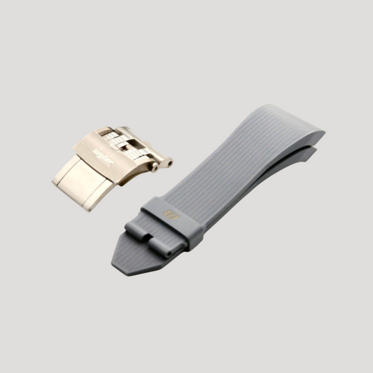 Wyler New Grey Rubber Bracelet/Band/Strap with folding clasp buckle
