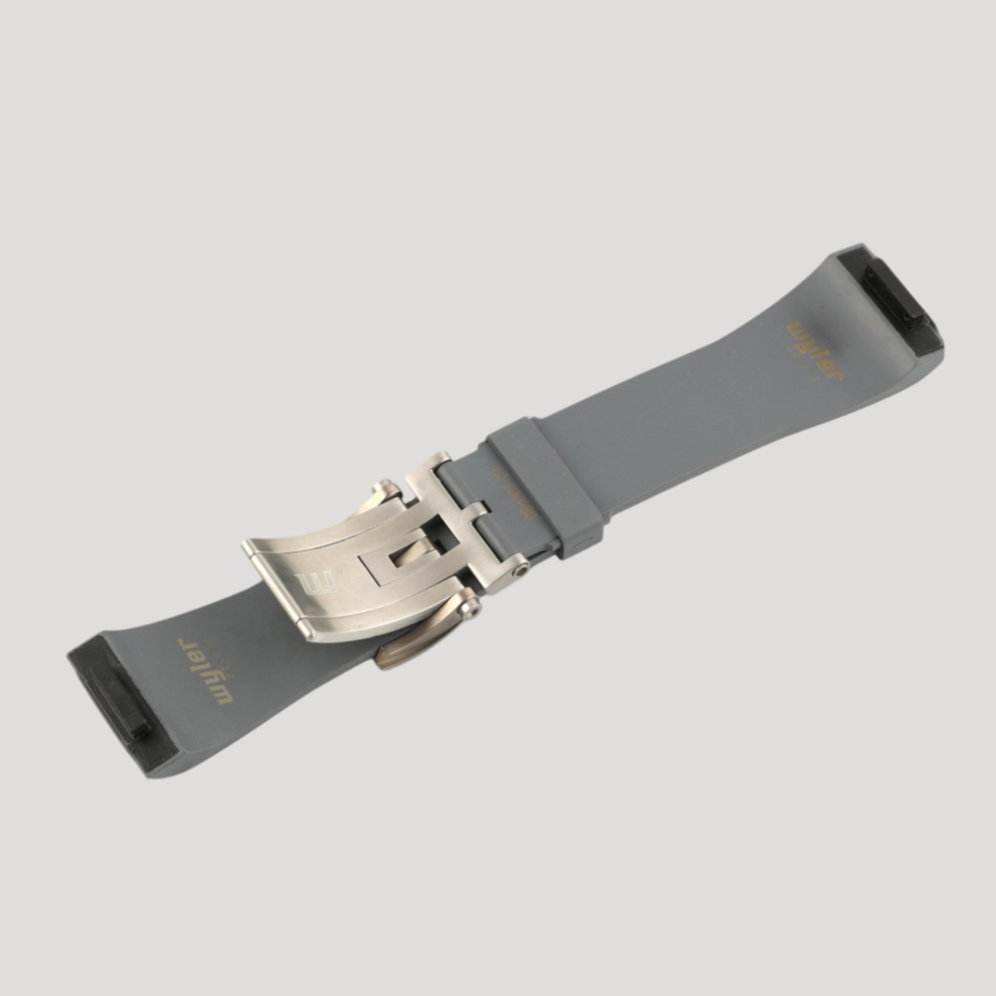 Wyler New Grey Rubber Bracelet/Band/Strap with folding clasp buckle