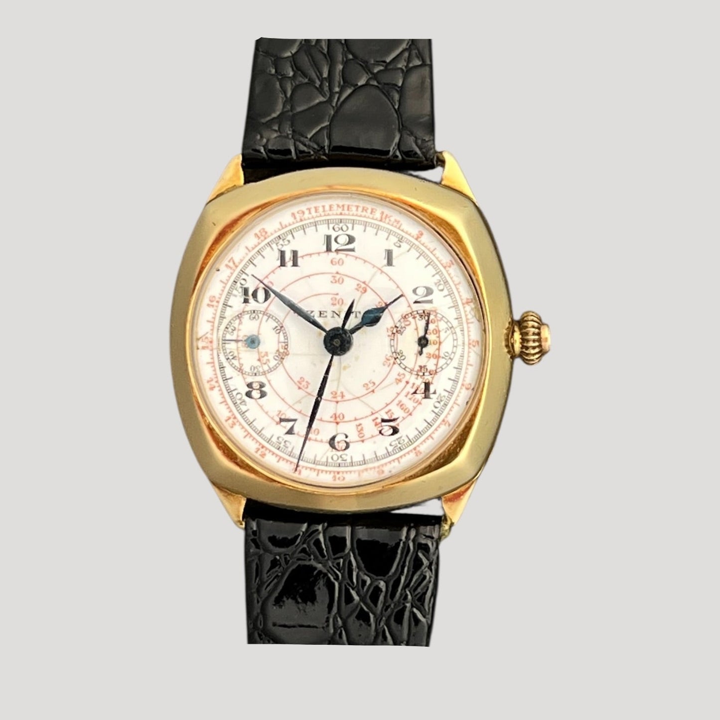 Zenith 18k Gold Art Deco Push-button Chronograph Valjoux 13 Watch